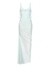 Korobeynikov Mesh Ruched Maxi Dress In Blue