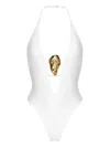 Korobeynikov Scoop-neck Shell-embellished Swimsuit In White