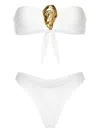 Korobeynikov Shell-embellished Bikini Set In White