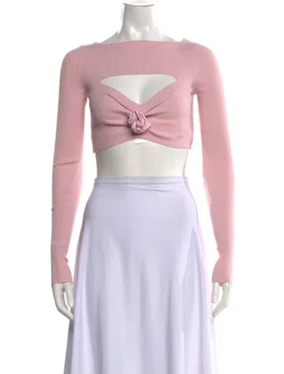 Pre-owned Korobeynikov Square Neckline Long Sleeve Crop Top In Pink