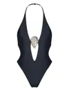 Korobeynikov V-neck Shell-embellished Swimsuit In Black