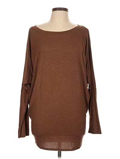 Pre-owned Korye Long Sleeve Top Brown Boatneck Tops