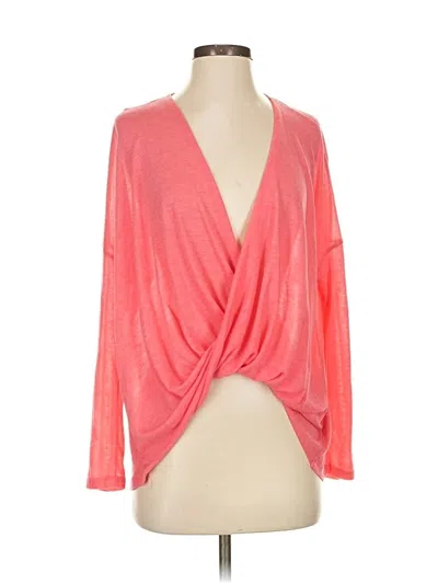 Pre-owned Korye Long Sleeve Top Orange Plunge Neckline Tops