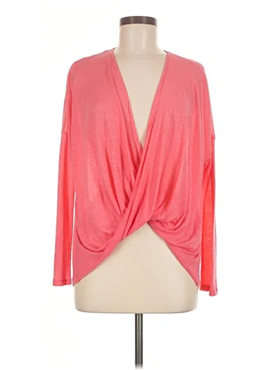 Pre-owned Korye Long Sleeve Top Pink Plunge Neckline Tops