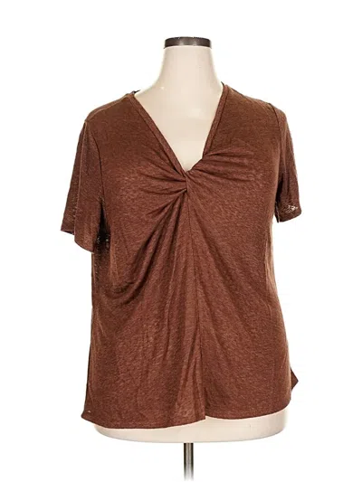 Pre-owned Korye Short Sleeve Top Brown V Neck Tops