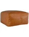 Kosas Home Cheyenne Genuine Leather 24in Square Brown Pouf By  In Brown
