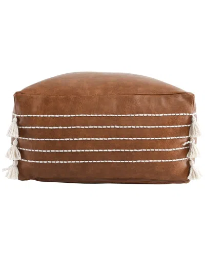 Kosas Home Vegan Leather Pouf In Brown