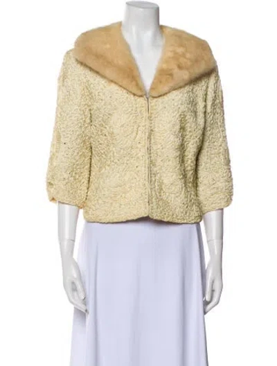 Pre-owned Koslow's Fort Worth Faux Fur Jacket In Neutral
