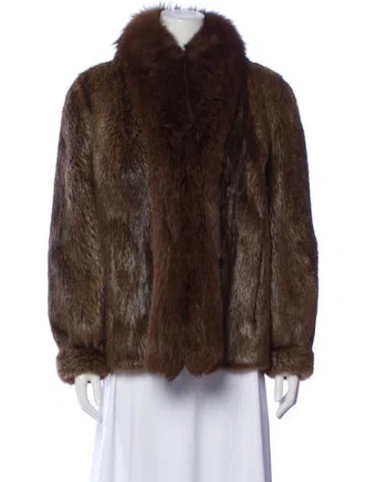 Pre-owned Koslow's Fur Faux Fur Jacket In Brown