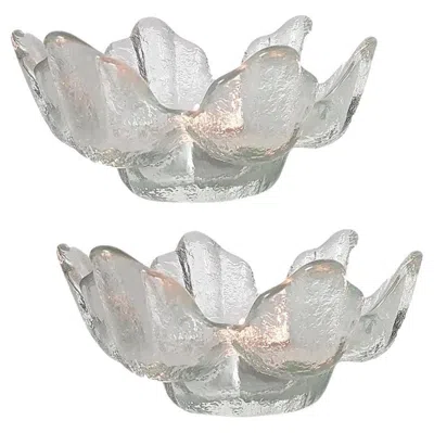 Pre-owned Kosta Boda 1 Of The 3 Pairs Of Crystal Glass Votive Candleholders By Ravenhead, England In Gray