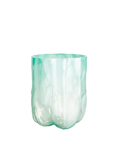 Kosta Boda 11'' Crackle Tall Crystal Glass Vase In Jade Green