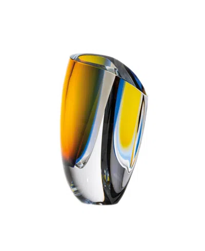 Kosta Boda 12" Mirage Xl Crystal Glass Vase In Blue,amber