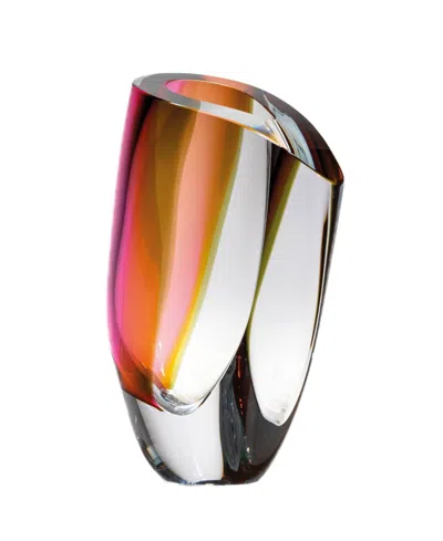 Kosta Boda 12" Mirage Xl Crystal Glass Vase In Grey,red