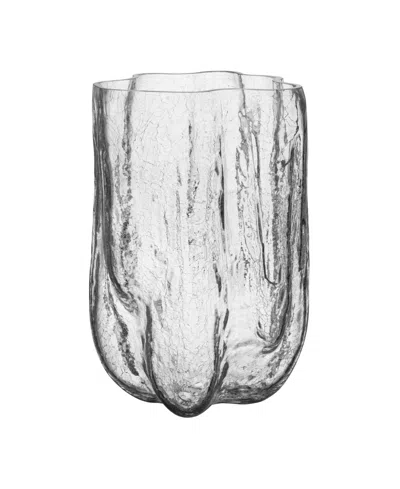 Kosta Boda 15'' Crackle Crystal Glass Vase In Clear