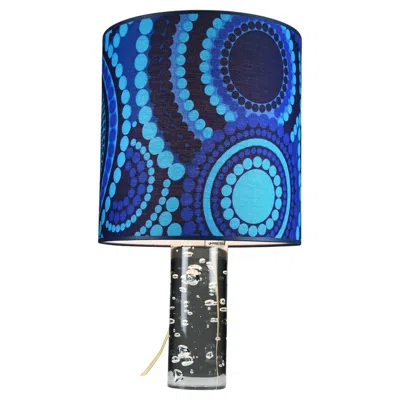 Pre-owned Kosta Boda 1970s  Bubble Glass Table Lamp With Verner Panton Fabric Shade In Black