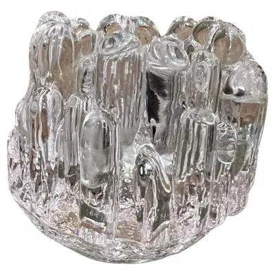 Pre-owned Kosta Boda 1970s Sweden  Ice Glass Candle Holder Goran Warff In Gray