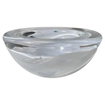 Pre-owned Kosta Boda 1980s White Swirl Crystal Bowl, Modern Decorative Design