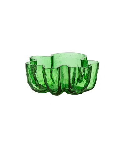 Kosta Boda 4'' Crackle Crystal Glass Decor Bowl In Green