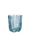 Kosta Boda 4.8" Circular Crystal Glass Crackle Vase In Blue