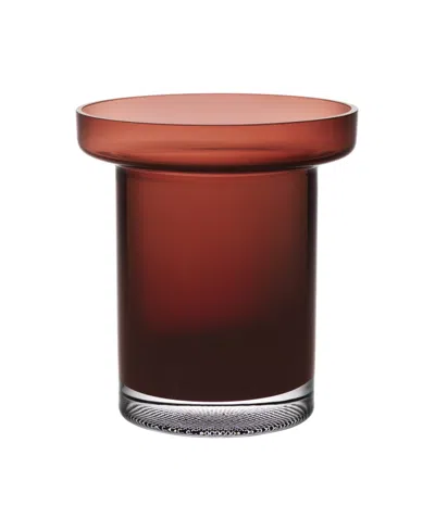 Kosta Boda 8" Limelight Low Crystal Glass Vase In Burgundy