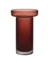 Kosta Boda Handmade Limelight Rose Caramel Vase In Burgundy