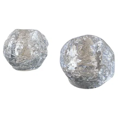 Pre-owned Kosta Boda Ann Wolff Snowball Glass Crystal Candle Holder For , Sweden, 1980s In Gray