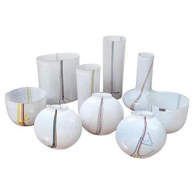 Pre-owned Kosta Boda Bertil Vallien Glass Vases, Collection Of Nine Pieces, Sweden Mid-century Modern In Transparent