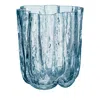 Kosta Boda 4.8" Circular Crystal Glass Crackle Vase In Blue
