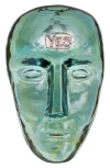Kosta Boda Companion Yes Glass Mask Sculpture In Green