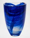 Kosta Boda Contrast Blue Vase, 8" In Blue