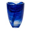 Kosta Boda Contrast Blue Vase, 8" In Blue