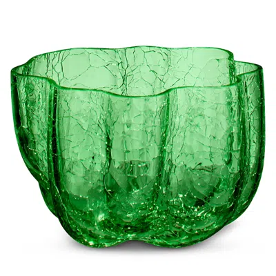 Kosta Boda Crackle Glass Votive Holder In Green