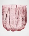 Kosta Boda 4.8" Crackle Crystal Glass Vase In Pink