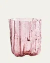 Kosta Boda Crackle Tall Crystal Vase In Pink