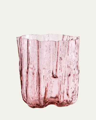 Kosta Boda Crackle Tall Crystal Vase In Pink