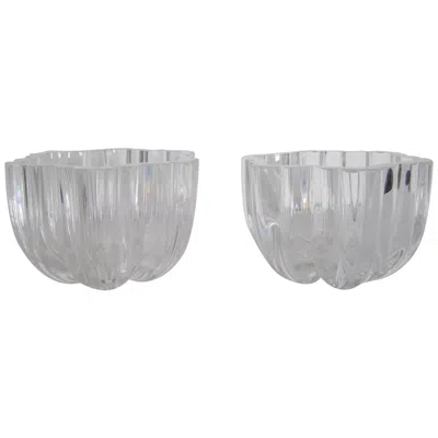 Pre-owned Kosta Boda Crystal Bowl Sweden  Designer Anna Ehrner, Pair In Gray