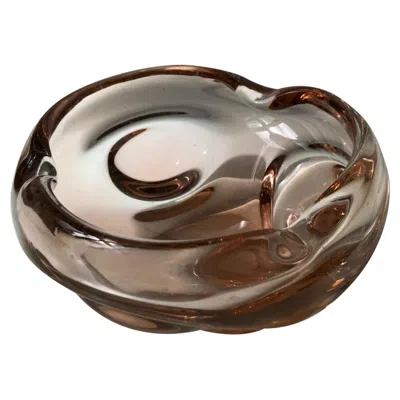 Pre-owned Kosta Boda Elis Bergh Submerged Dish In Salmon Glass For Kosta, 1930s In Pink