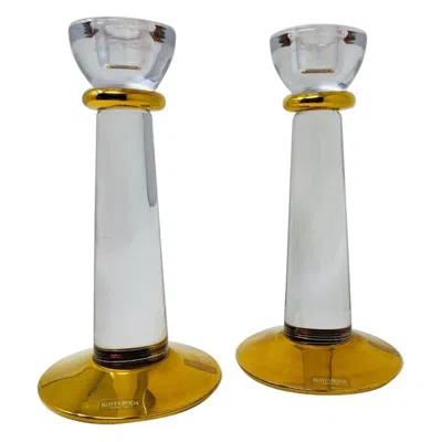 Pre-owned Kosta Boda Glass Candle Holders By  Sweden In Sand
