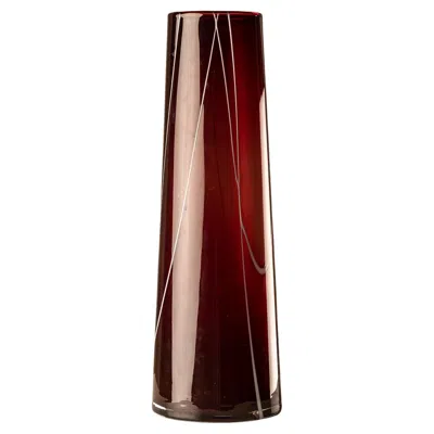 Pre-owned Kosta Boda Granate Glass Vase By Anna Ehrner With White Thread Decorations