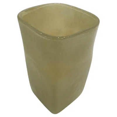 Pre-owned Kosta Boda Handcrafted Square Beige Flower Glass Vase  Style, 1980s In Brown