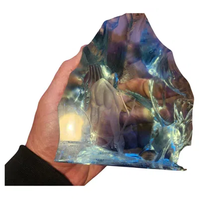 Pre-owned Kosta Boda Mid-century Modern Hand Carved Glass Sculpture By Vicke Lindstrand  In Gray