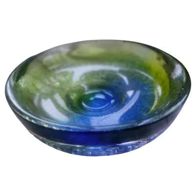 Pre-owned Kosta Boda Mid-century Swedish Modern Art Glass Crackle Glass Dish Goran Warff &  In Transparent