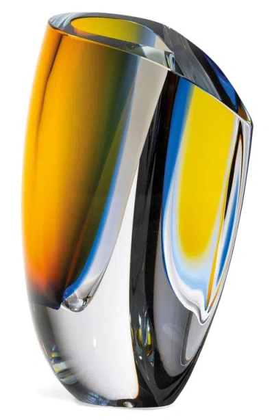 Kosta Boda 12" Mirage Xl Crystal Glass Vase In Blue,amber