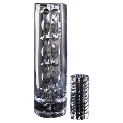 Pre-owned Kosta Boda Mona Morales Crystal Hand Cut Decorative Art Vase And Art Object, Kosta, Sweden In Gray