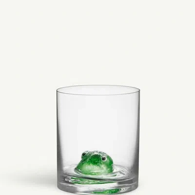 Kosta Boda New Friends Tumbler Frog In Black,green,clear