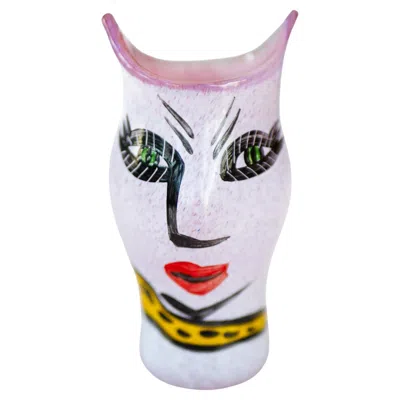 Pre-owned Kosta Boda Open Minds Miniature Glass Vase By Ulrika Hydman-vallien For Kosta, Sweden In Gray
