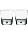 Kosta Boda Orrefors Intermezzo Blue Set Of 2 Double Old Fashioned Glasses