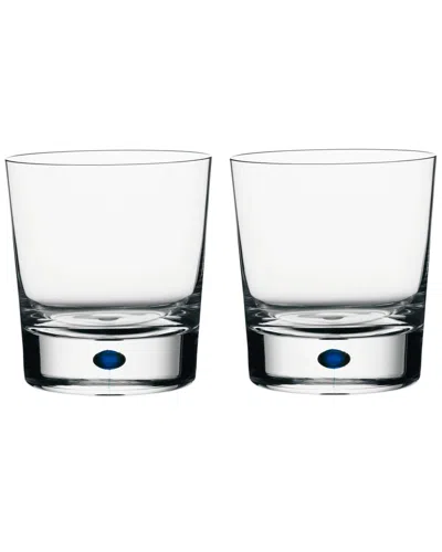 Kosta Boda Orrefors Intermezzo Blue Set Of 2 Double Old Fashioned Glasses In Transparent