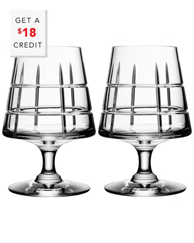 Kosta Boda Orrefors Street Set Of Two 5oz Cognac Glasses With $18 Credit In Transparent