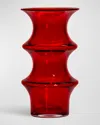 Kosta Boda Pagod Large Clear Vase, 10" In Red